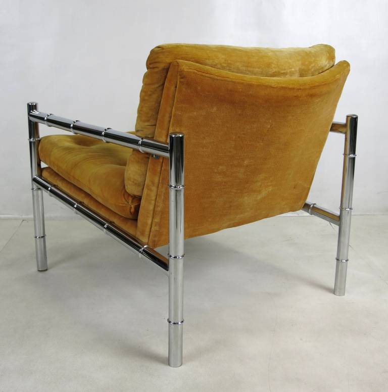 American Mod Chrome Faux Bamboo Frame Lounge Chair