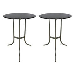 Pair of Nickel AE Side Tables with Black Marble by Cedric Hartman 11