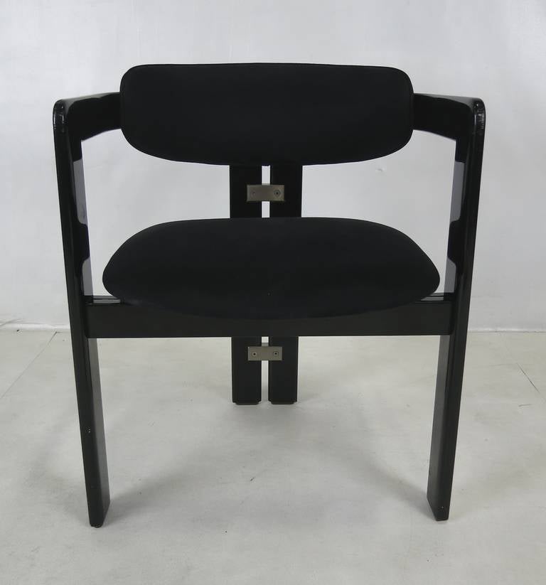 Modern Black Lacquer Pamplona Chair by Augusto Savini for Pozzi