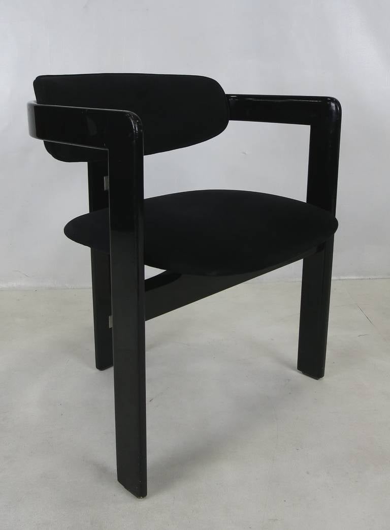 Italian Black Lacquer Pamplona Chair by Augusto Savini for Pozzi
