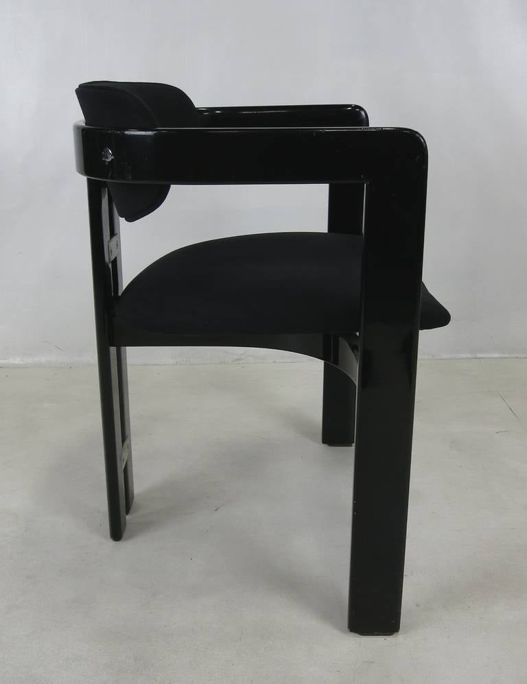 Black Lacquer Pamplona Chair by Augusto Savini for Pozzi In Excellent Condition In Danville, CA