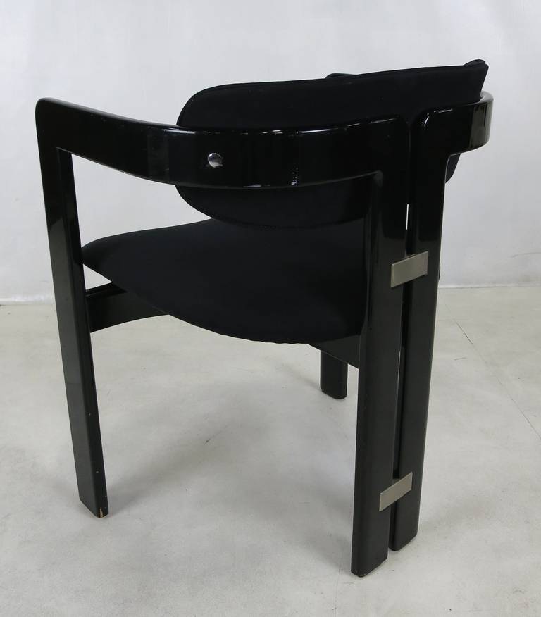 Hardwood Black Lacquer Pamplona Chair by Augusto Savini for Pozzi