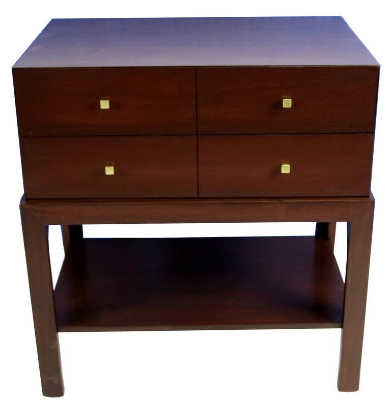 Pair of Mahogany Nightstands with Brass Hardware