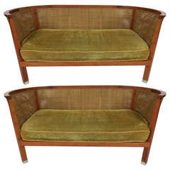 Vintage Pair of Caned Settees by Antonio Citterio for Flexform-Italy