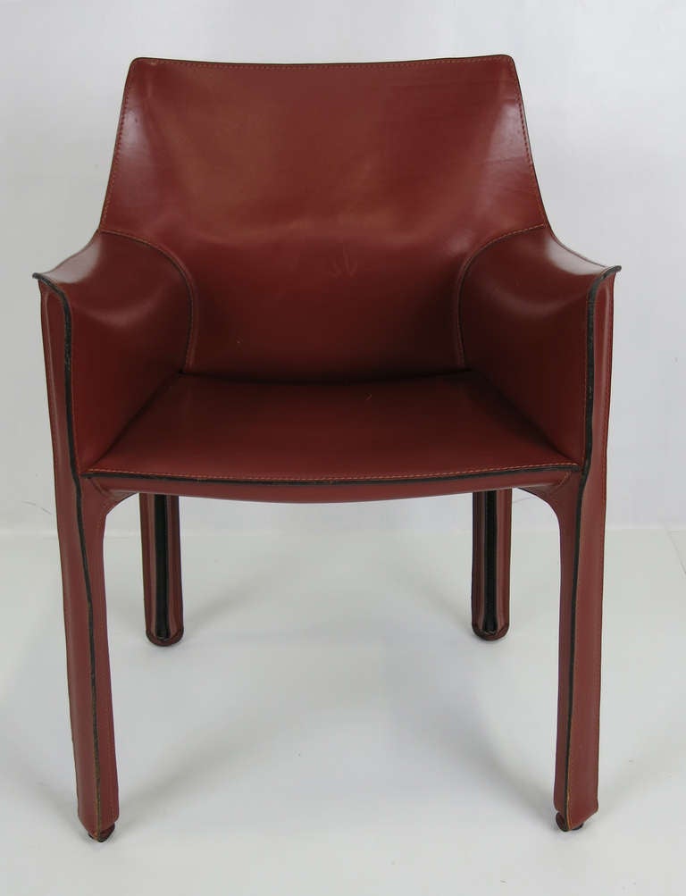Pair of CAB armchairs in Russian Red by Mario Bellini for Cappellini-Italy.