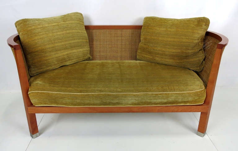 Pair of Caned Settees by Antonio Citterio for Flexform-Italy In Excellent Condition In Danville, CA