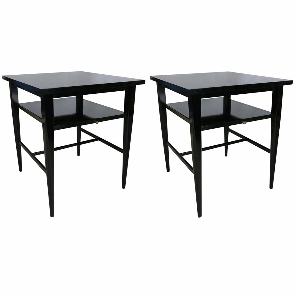 Pair of French Polished Lacquer Side Tables by Paul McCobb for Directional