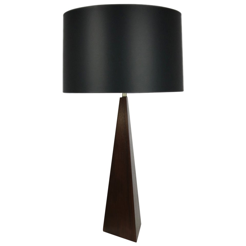 Tall Walnut Obelisk Table Lamp Attributed to Laurel