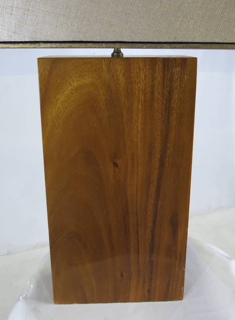 Solid Slab Koa Wood Table Lamp In Excellent Condition In Danville, CA