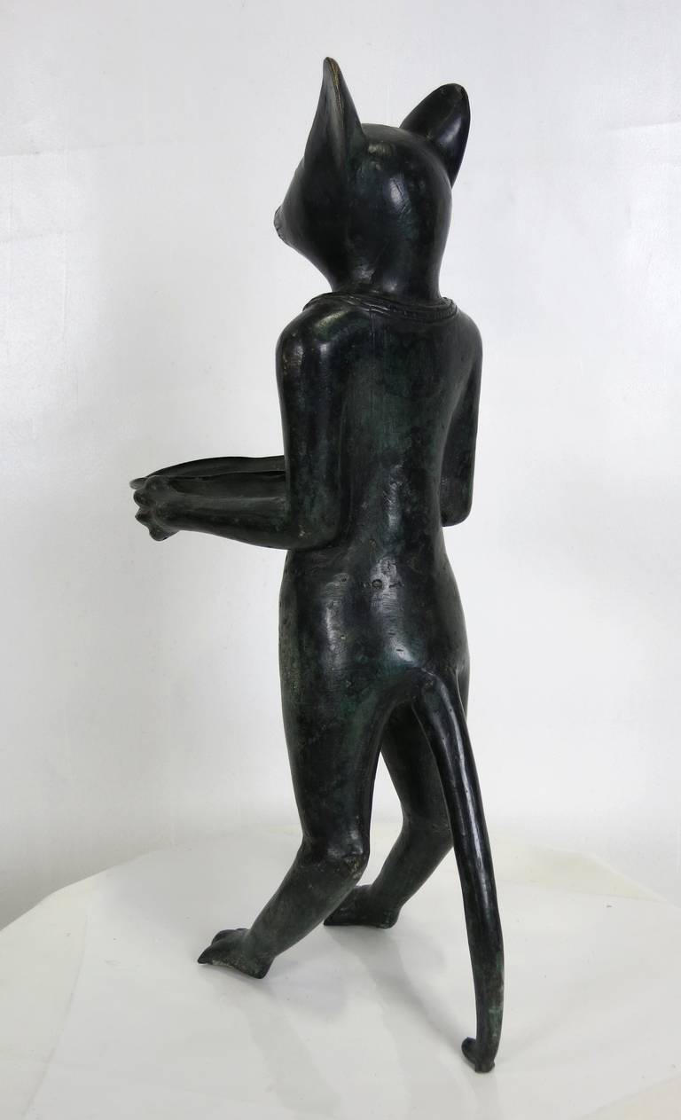 Large Bronze Le Chat Maître D'Hotel in the Style of Diego Giacometti 1