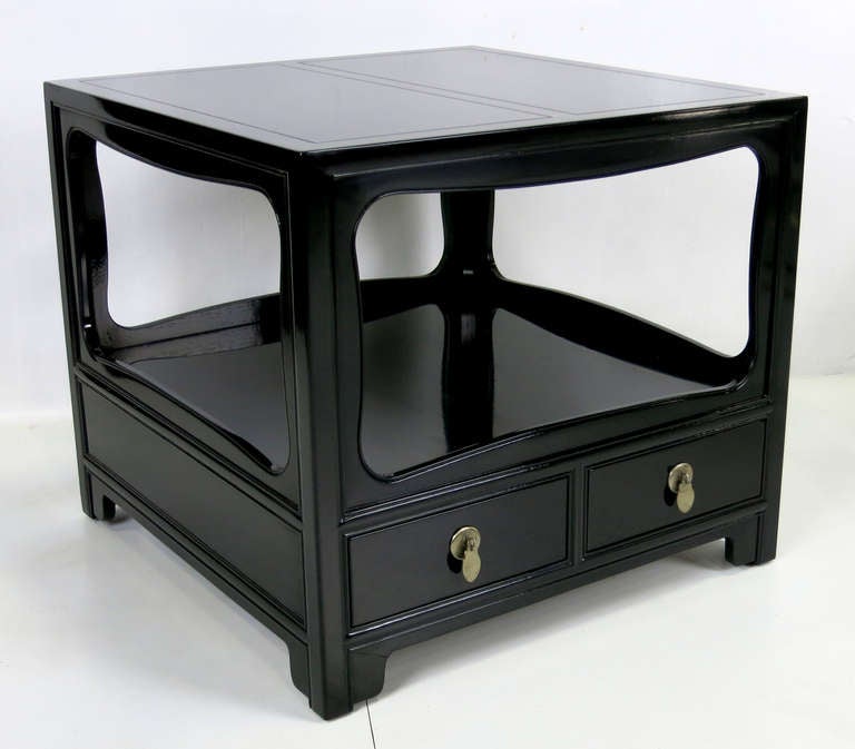 Modern Pair of Lacquer Nightstands by Michael Taylor for Baker