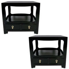 Pair of Lacquer Nightstands by Michael Taylor for Baker