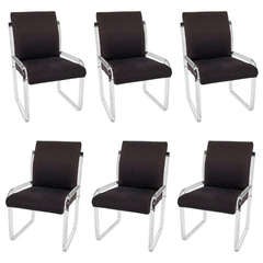 Set of Six Italian Lucite Dining Chairs