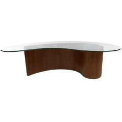 Walnut Comma Form Cocktail Table
