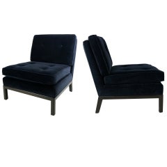 Pair of Velvet Slipper Chairs by Robsjohn-Gibbings for Widdicomb 9