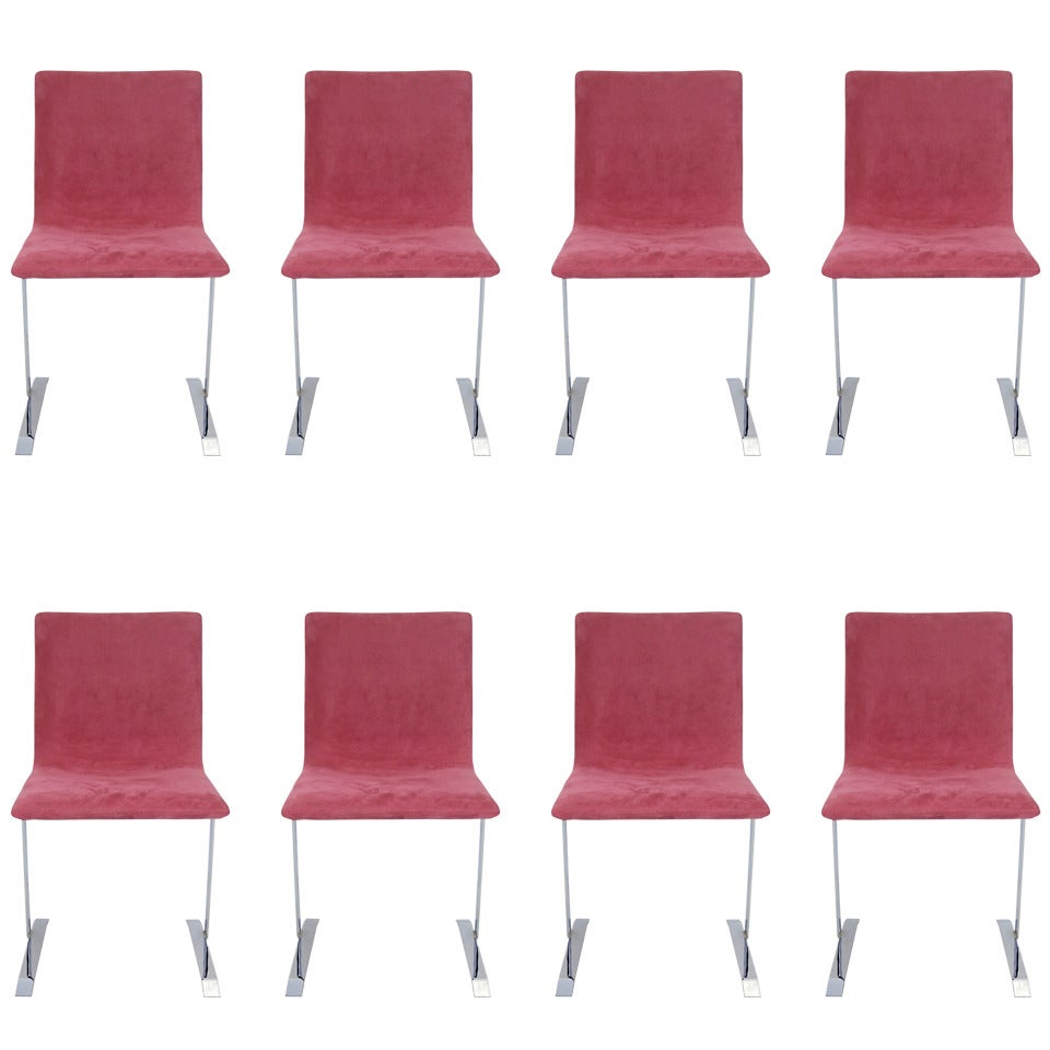 Eight Dining Chairs by Giovanni Offredi for Saporiti Italia