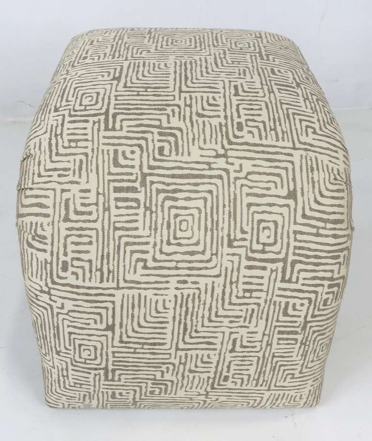 American Pair of Waterfall Benches with Tribal Print Upholstery