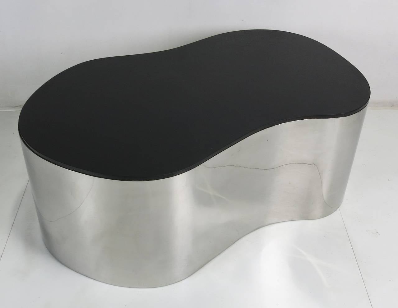 American Mirror Polished Stainless Steel Free-Form Cocktail Table attr. Karl Springer