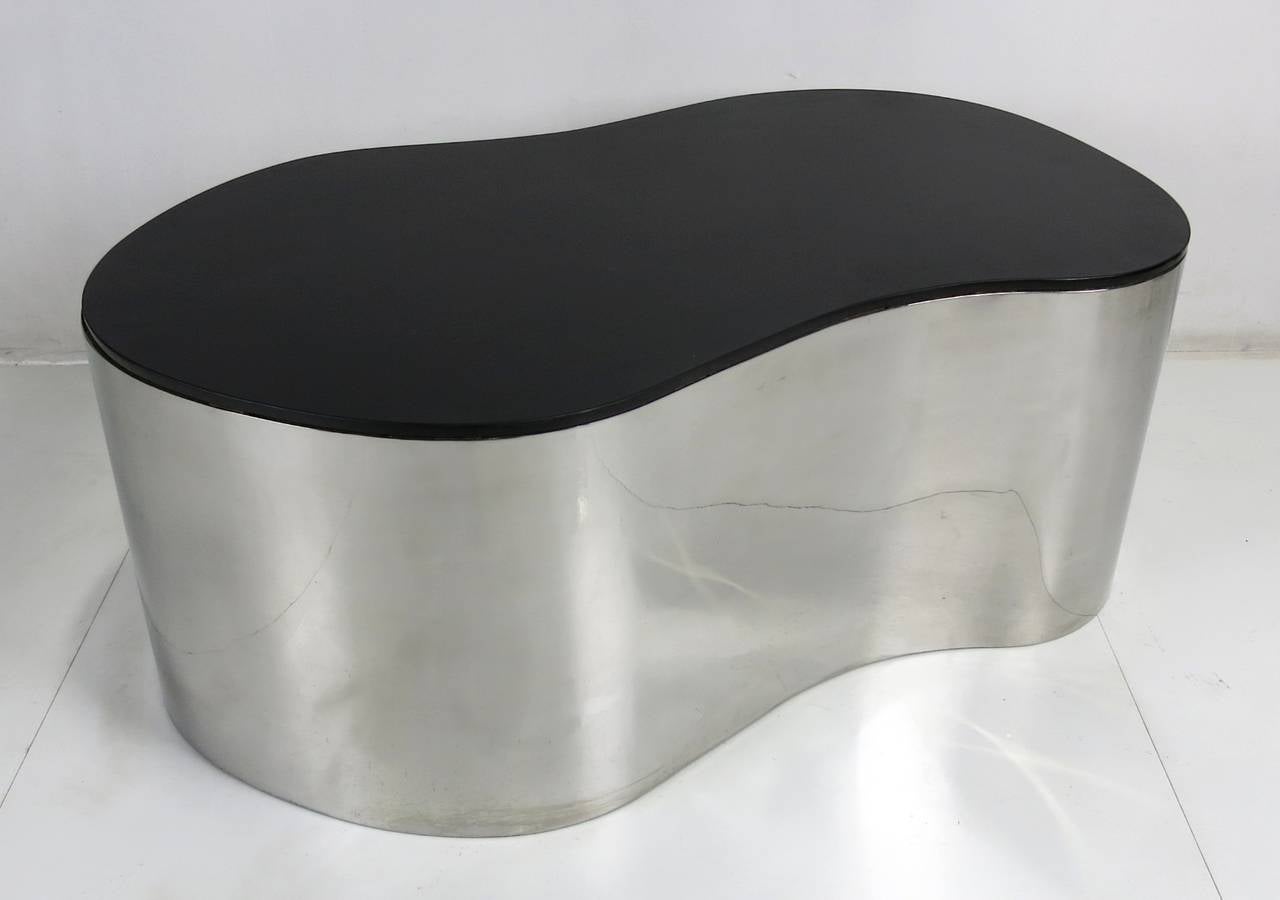 Modern Mirror Polished Stainless Steel Free-Form Cocktail Table attr. Karl Springer