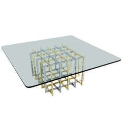 Brass & Chrome Cage Form Coffee Table by Pierre Cardin 5