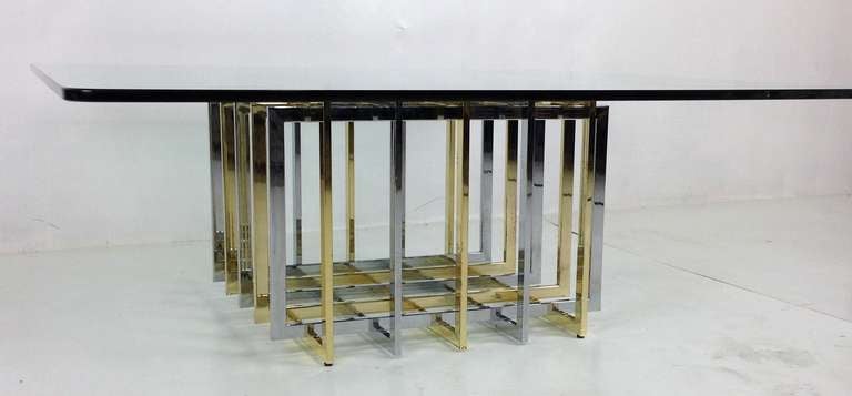 Modern Brass & Chrome Cage Form Coffee Table by Pierre Cardin