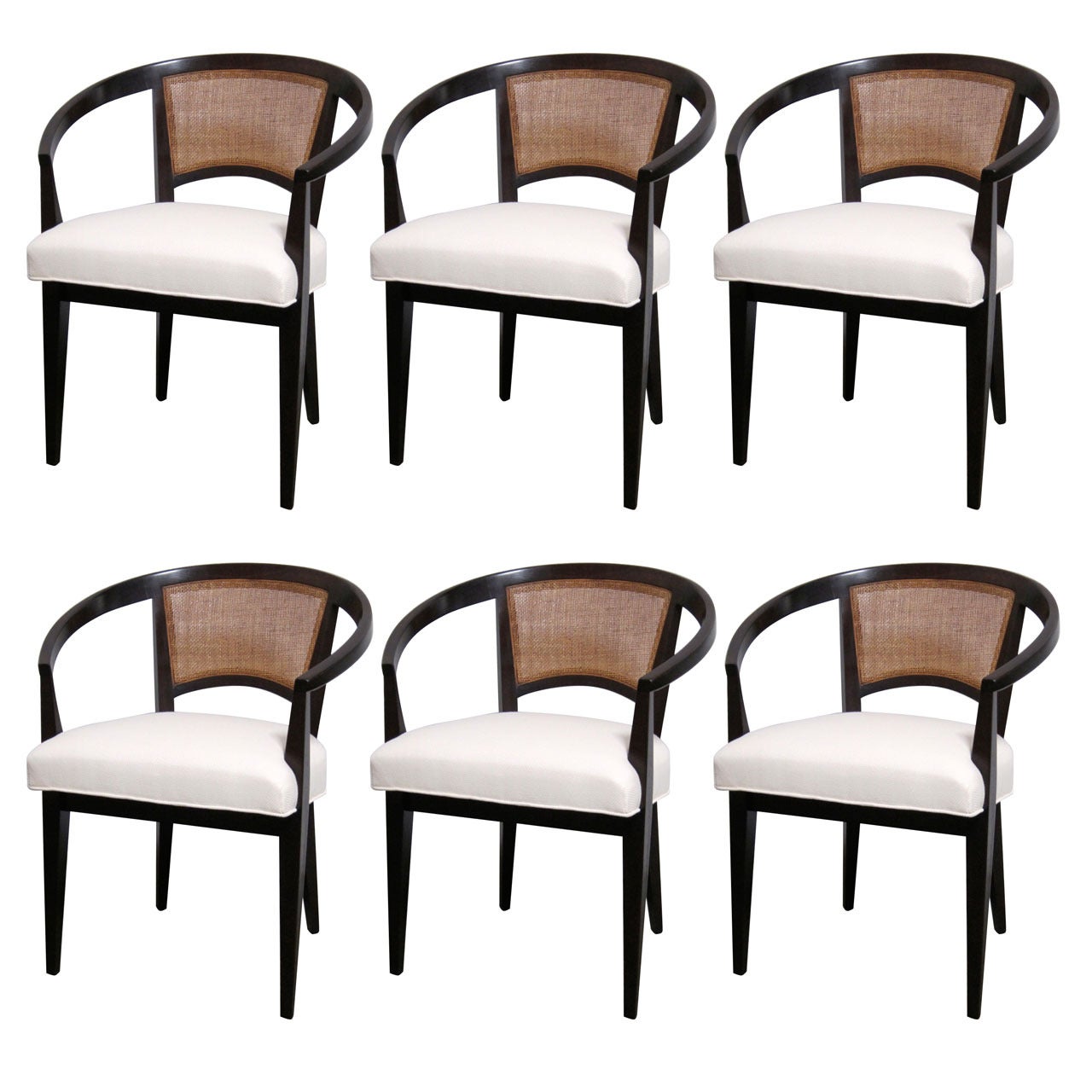Six Modern Hoop Back Mahogany Dining Chairs by Harvey Probber