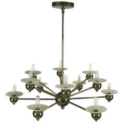 1950s Italian Modernist Brass Chandelier