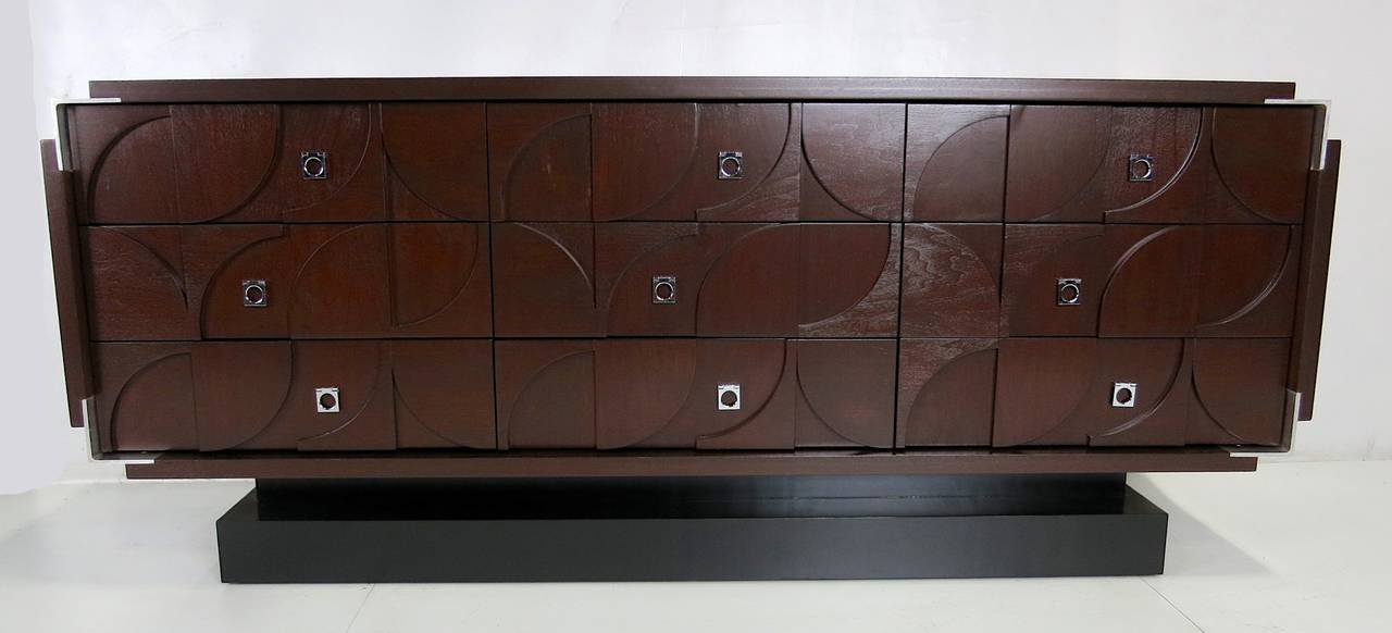 American Sculptural Front Walnut Dresser in the Spirit of Louise Nevelson
