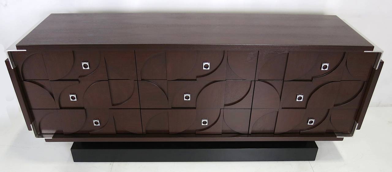 Sculptural Front Walnut Dresser in the Spirit of Louise Nevelson In Excellent Condition In Danville, CA