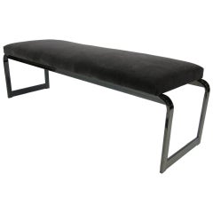 70's Gunmetal Bench with Mohair Seat