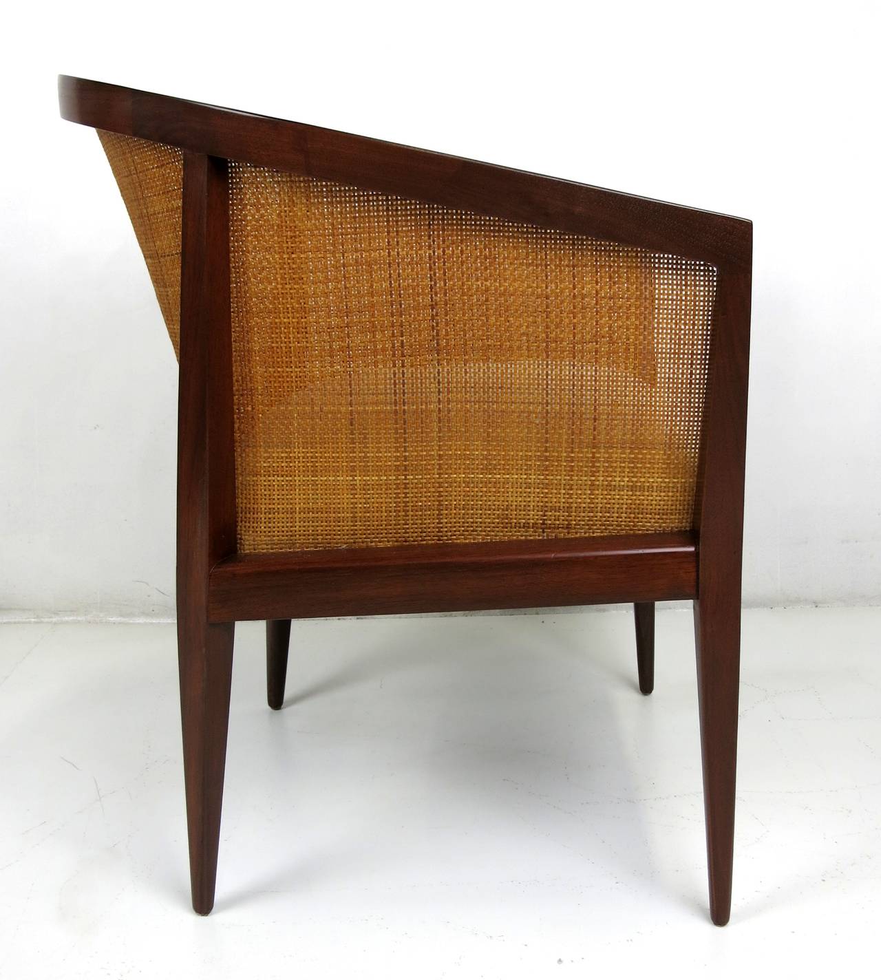 Caned Back Lounge Chair by Kipp Stewart for Directional In Excellent Condition In Danville, CA