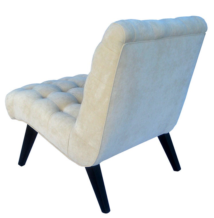 Modern Tufted Velvet Slipper Chair in the style of William Haines