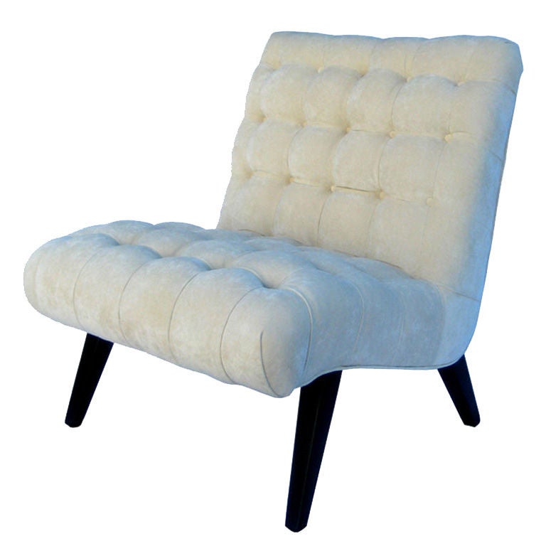 Tufted Velvet Slipper Chair in the style of William Haines
