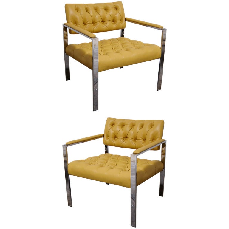 Pair of Italian Leather Lounge Chairs 