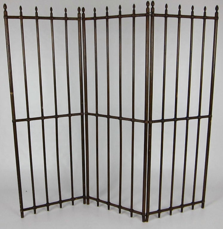 Three Panel Wooden "Fence" Folding Screen
