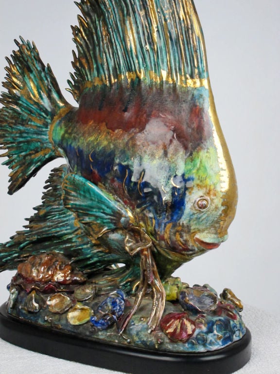 Earthenware Larger than Life Figural Fish Lamp by E. Pattarino for Marbro