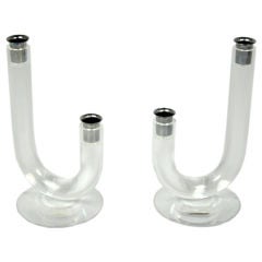 Pair of Lucite Candlesticks attributed to Dorothy Thorpe