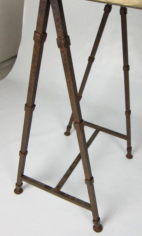 Wrought Iron Sawhorse Table with Bronze Veneer Top