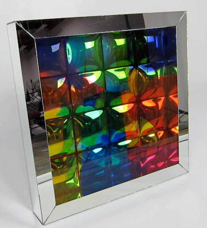 70's Mirror and Stained Glass Psychedelic OpArt Wall Sculpture