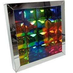 Retro 70's Mirror and Stained Glass Psychedelic OpArt Wall Sculpture