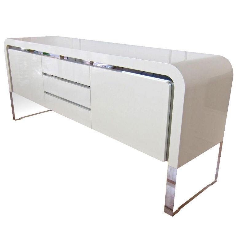 Waterfall Sideboard with Lucite Base by Vladimir Kagan