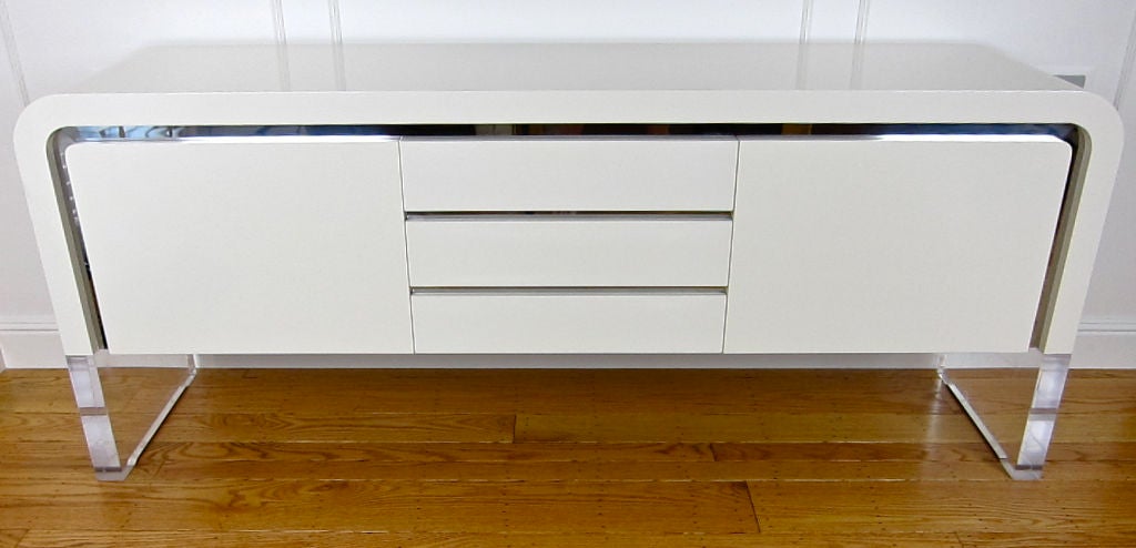 American Waterfall Sideboard with Lucite Base by Vladimir Kagan