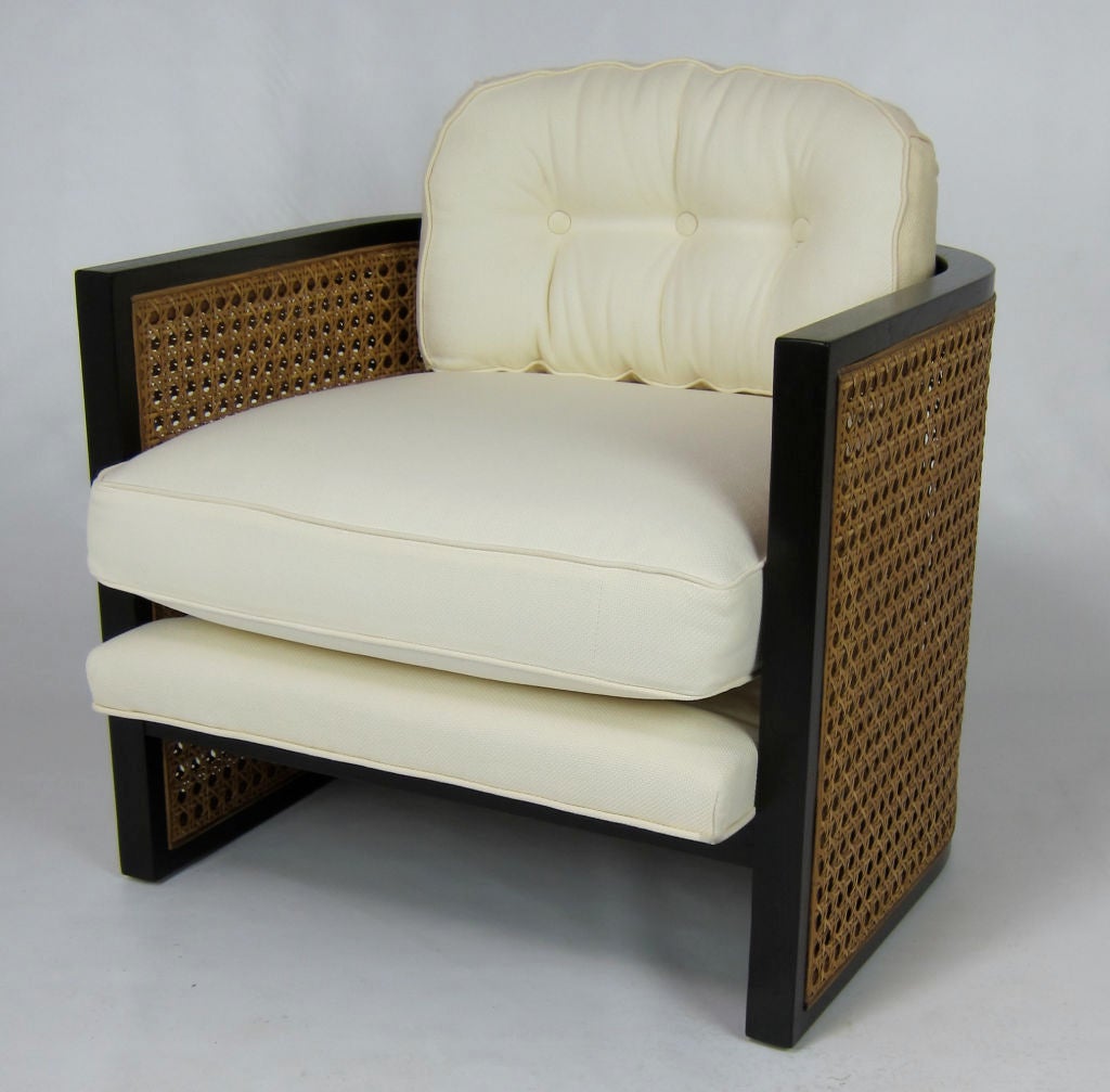 Wood Pair of Double Caned Barrel Chairs