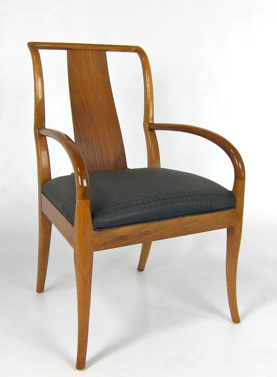 Modern Exceptional Set of Six Sabre Leg Dining Chairs