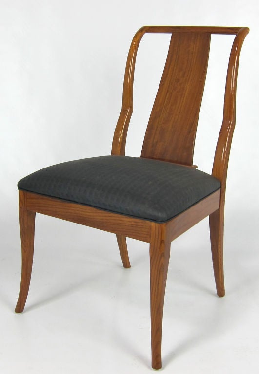 Wood Exceptional Set of Six Sabre Leg Dining Chairs