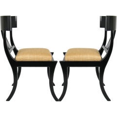 Pair of Black Lacquer Klismos Chairs