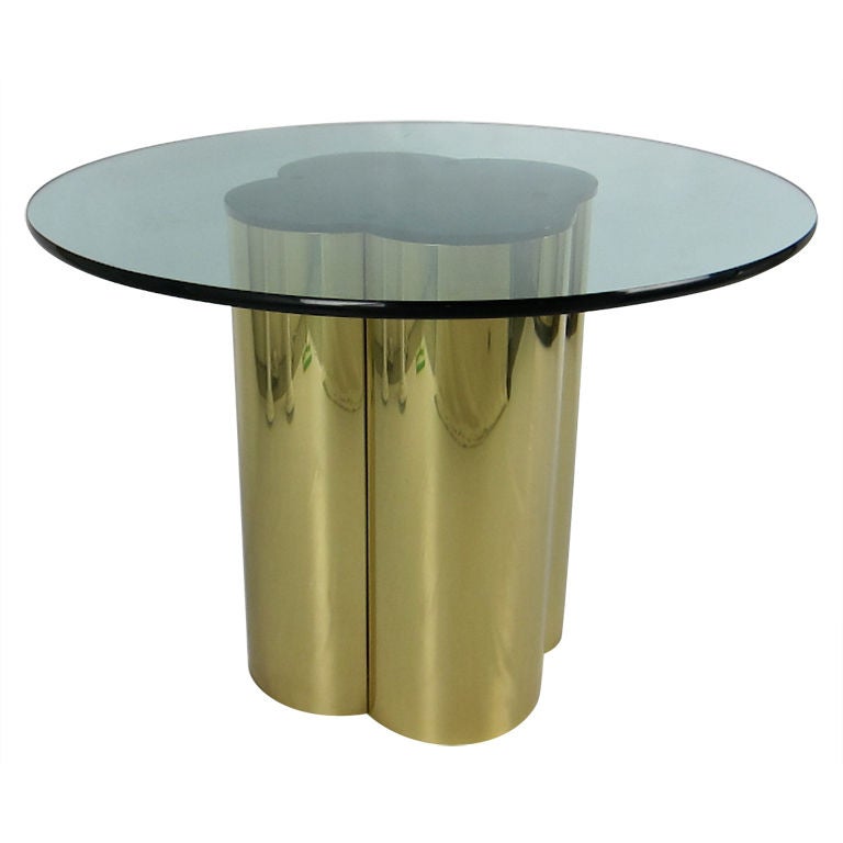 Brass Quatrefoil Games Table by Mastercraft