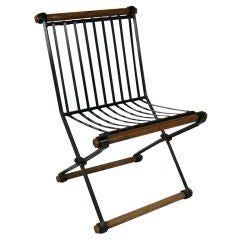 Set of Four X-leg Oak & Iron Chairs by Cleo Baldon for Terra