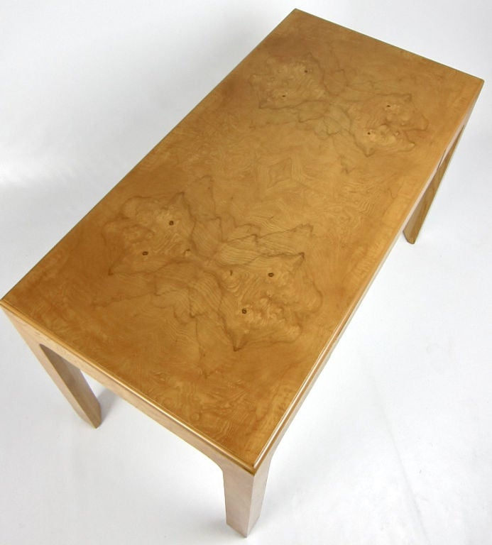Mod 70's Bookmatched Olive Burl Writing Desk