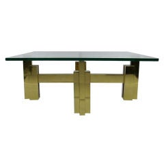 Brass Cityscape Coffee Table after Paul Evans